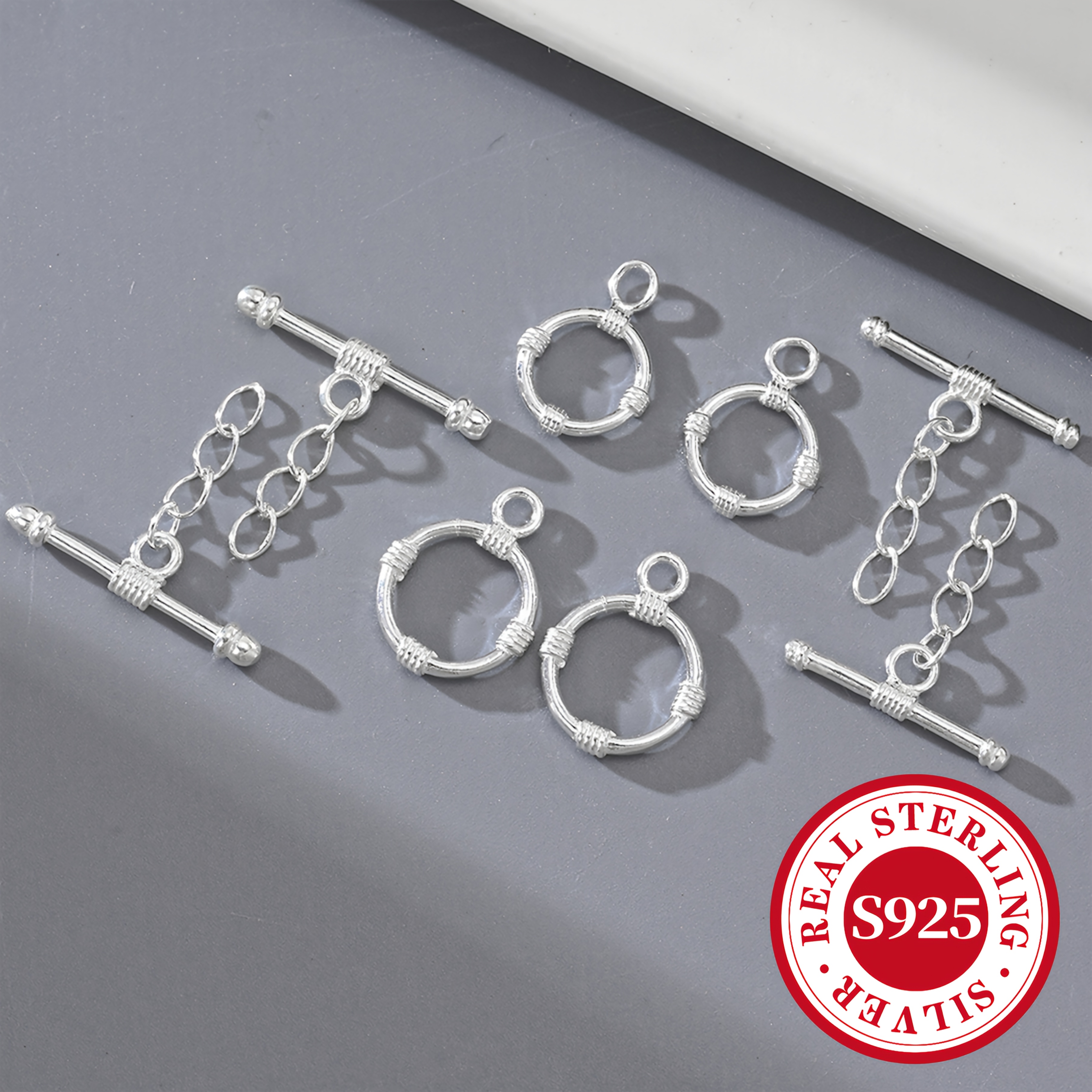 S925 Sterling Silver Round OT Clasp Accessories, 1 Pair Pack